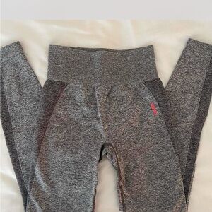Gray Leggings with Red Logo